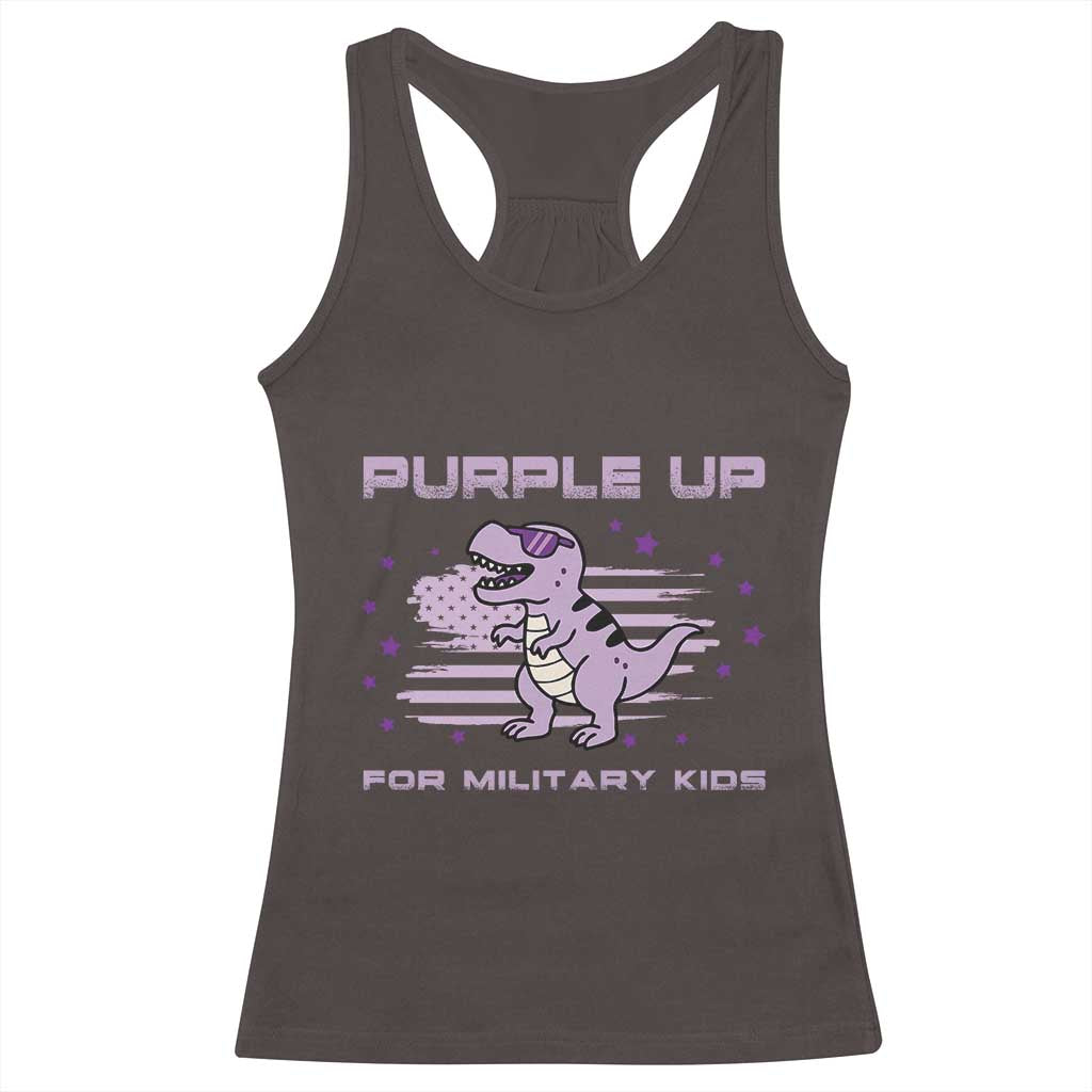 Purple Up For Military Kids Racerback Tank Top Military Child Month Army Dinosaur Dino