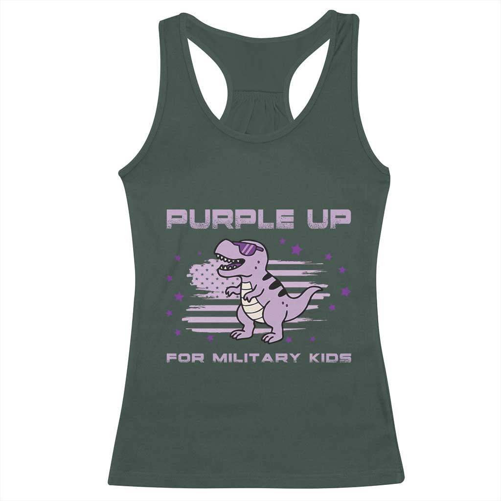 Purple Up For Military Kids Racerback Tank Top Military Child Month Army Dinosaur Dino