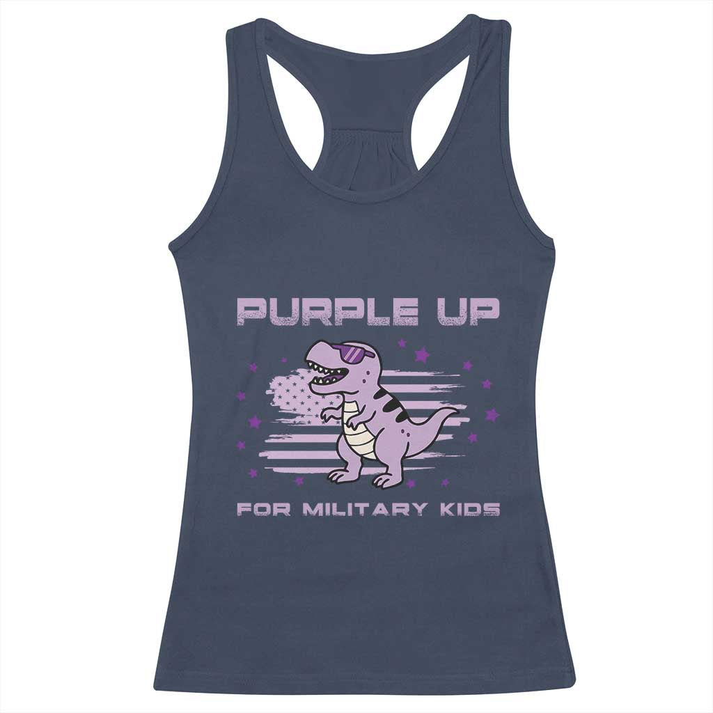 Purple Up For Military Kids Racerback Tank Top Military Child Month Army Dinosaur Dino