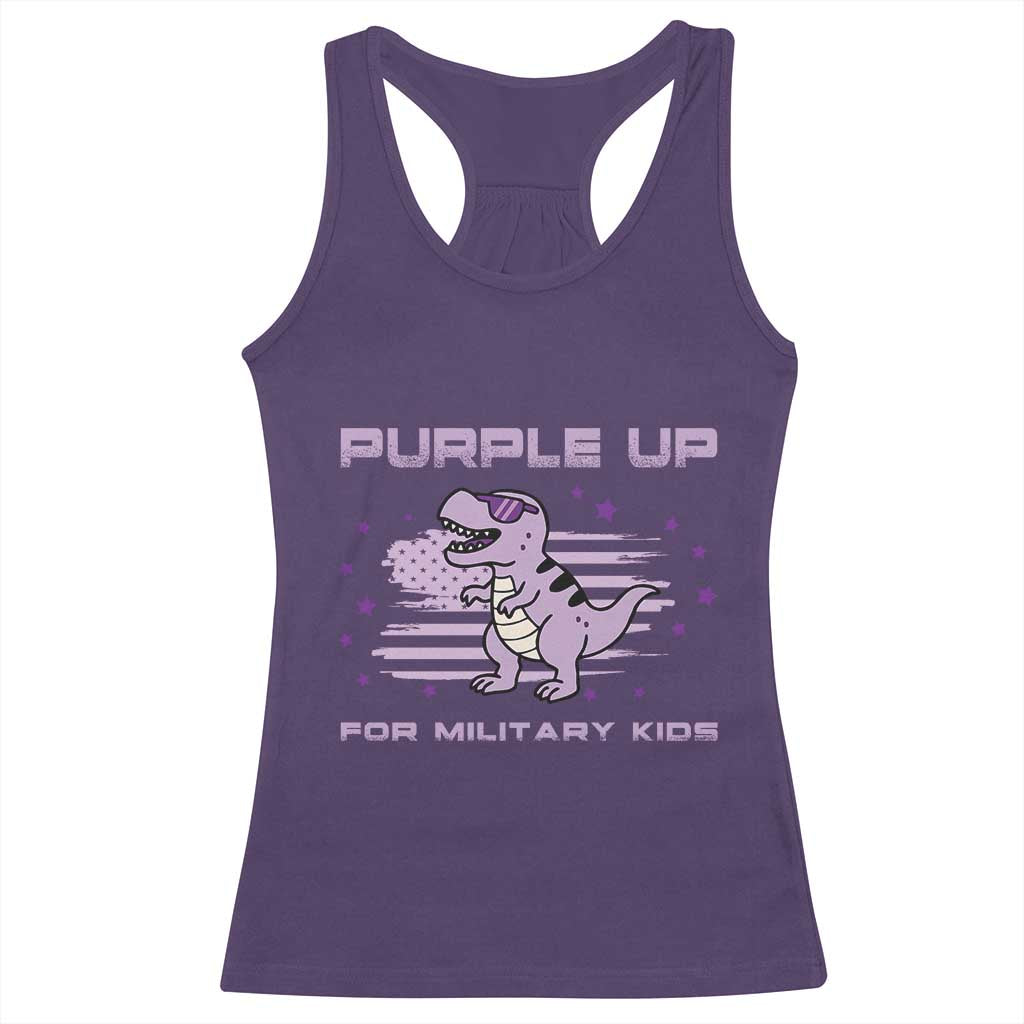 Purple Up For Military Kids Racerback Tank Top Military Child Month Army Dinosaur Dino