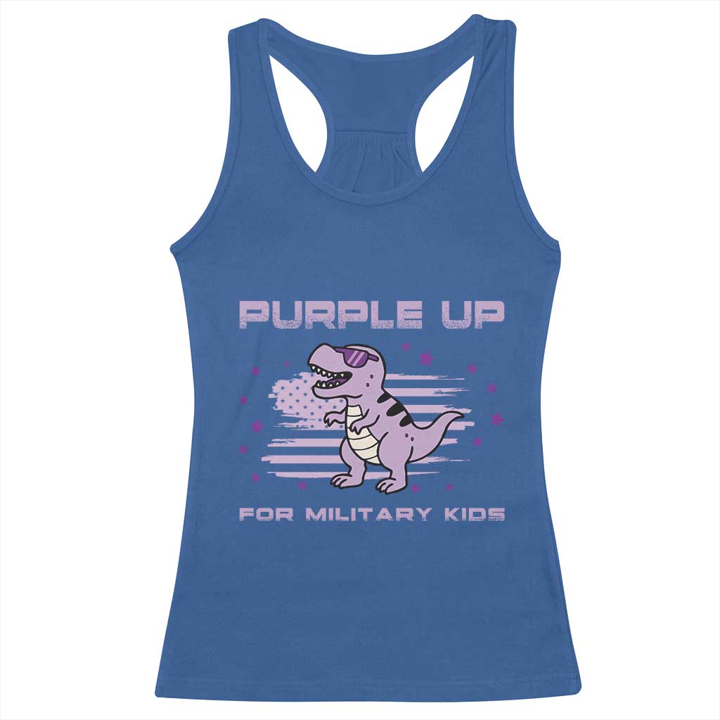 Purple Up For Military Kids Racerback Tank Top Military Child Month Army Dinosaur Dino