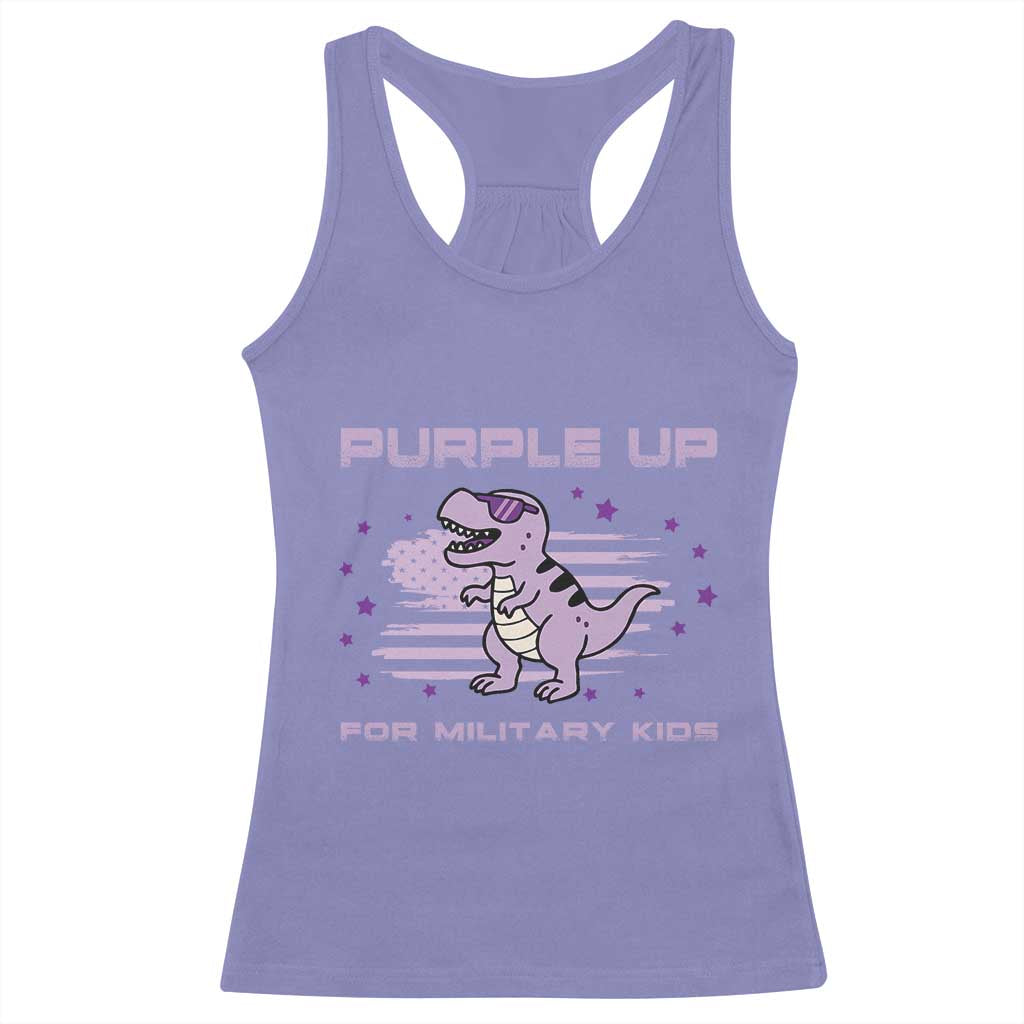Purple Up For Military Kids Racerback Tank Top Military Child Month Army Dinosaur Dino