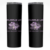Purple Up For Military Kids Skinny Tumbler Military Child Month Army Dinosaur Dino