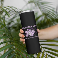 Purple Up For Military Kids Skinny Tumbler Military Child Month Army Dinosaur Dino