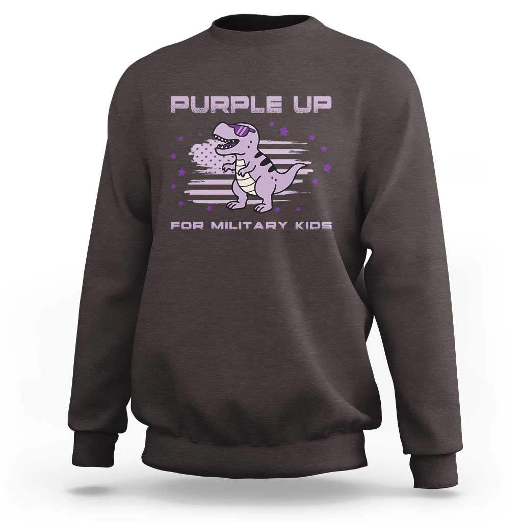 Purple Up For Military Kids Sweatshirt Military Child Month Army Dinosaur Dino
