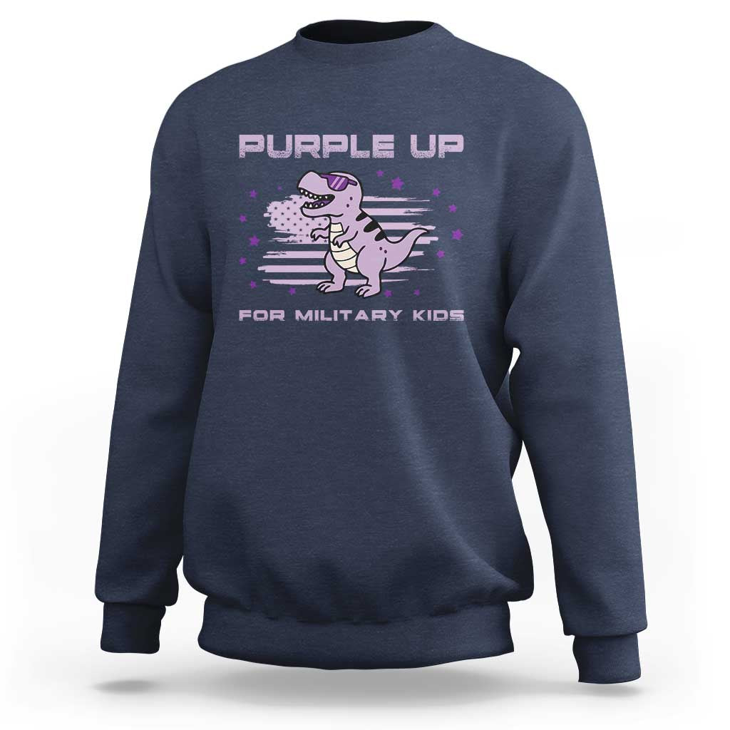 Purple Up For Military Kids Sweatshirt Military Child Month Army Dinosaur Dino