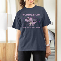 Purple Up For Military Kids T Shirt For Women Military Child Month Army Dinosaur Dino