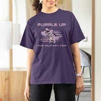 Purple Up For Military Kids T Shirt For Women Military Child Month Army Dinosaur Dino