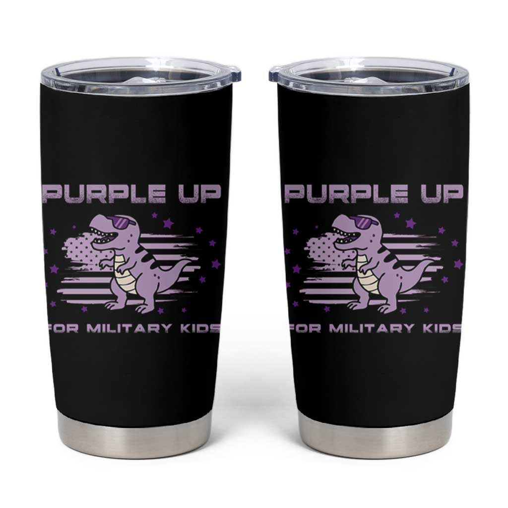Purple Up For Military Kids Tumbler Cup Military Child Month Army Dinosaur Dino