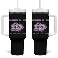 Purple Up For Military Kids Tumbler With Handle Military Child Month Army Dinosaur Dino