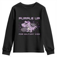 Purple Up For Military Kids Youth Sweatshirt Military Child Month Army Dinosaur Dino