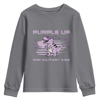 Purple Up For Military Kids Youth Sweatshirt Military Child Month Army Dinosaur Dino