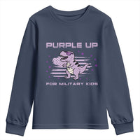 Purple Up For Military Kids Youth Sweatshirt Military Child Month Army Dinosaur Dino