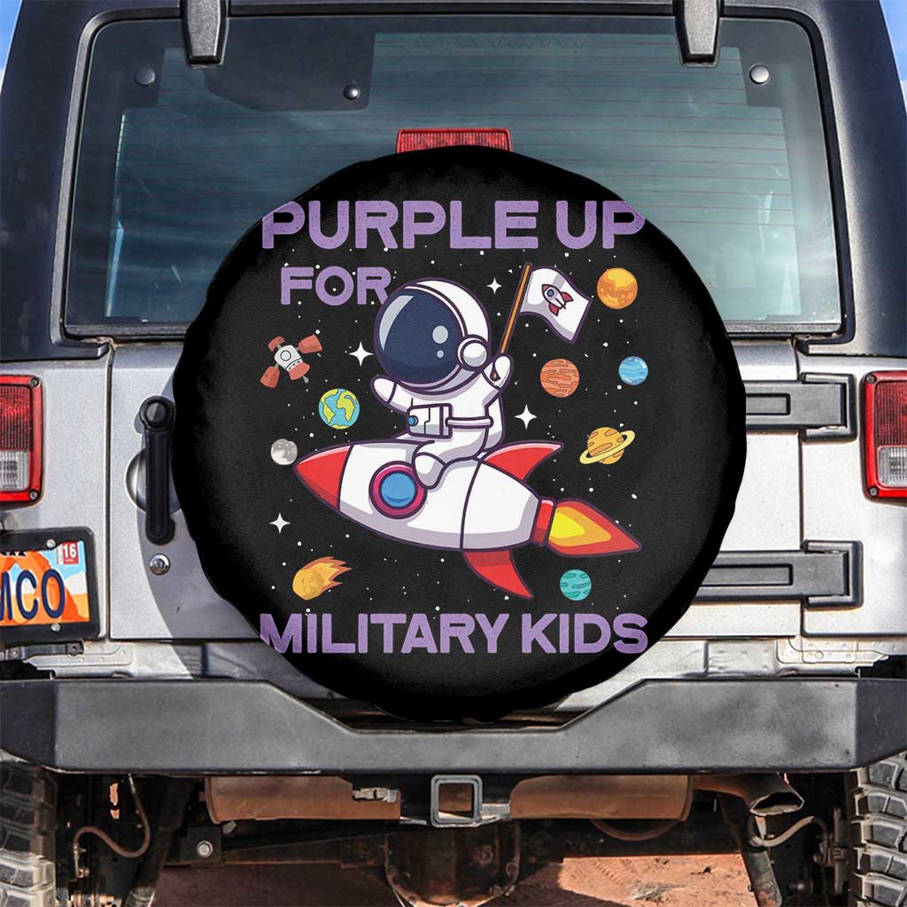 Purple Up For Military Kids Spare Tire Cover Military Child Month Astronaut Funny