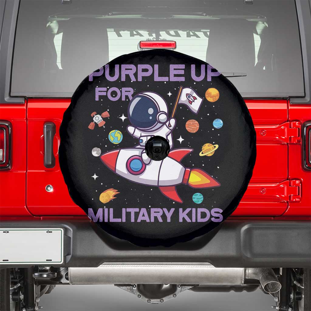 Purple Up For Military Kids Spare Tire Cover Military Child Month Astronaut Funny