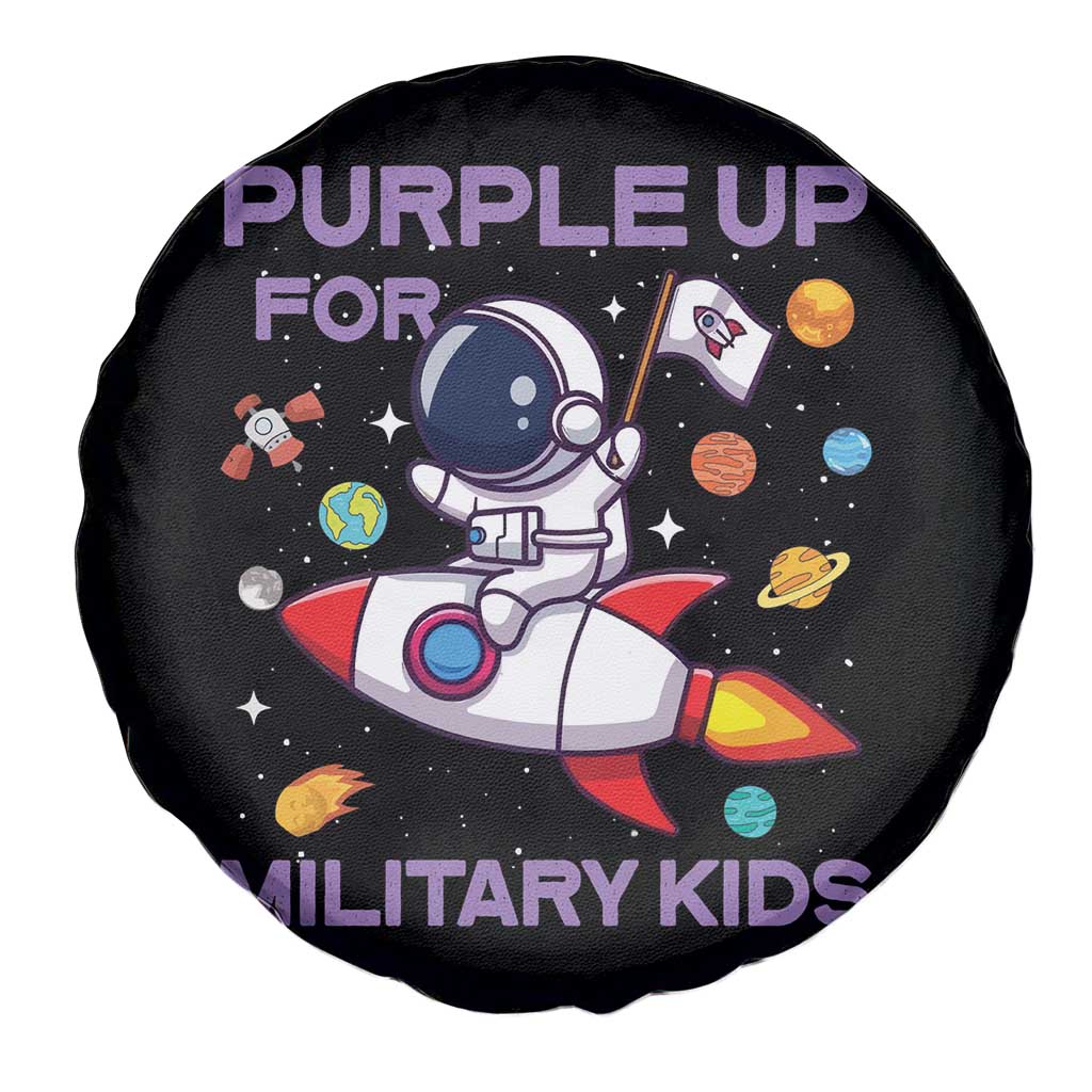 Purple Up For Military Kids Spare Tire Cover Military Child Month Astronaut Funny