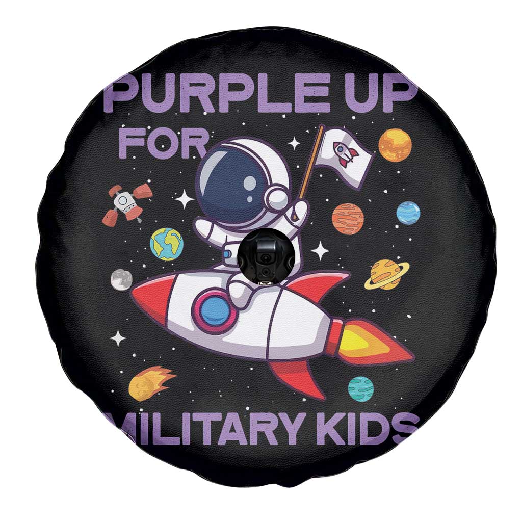 Purple Up For Military Kids Spare Tire Cover Military Child Month Astronaut Funny