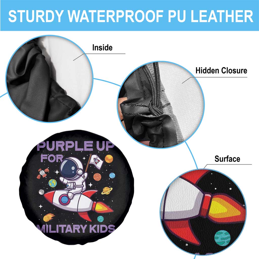 Purple Up For Military Kids Spare Tire Cover Military Child Month Astronaut Funny