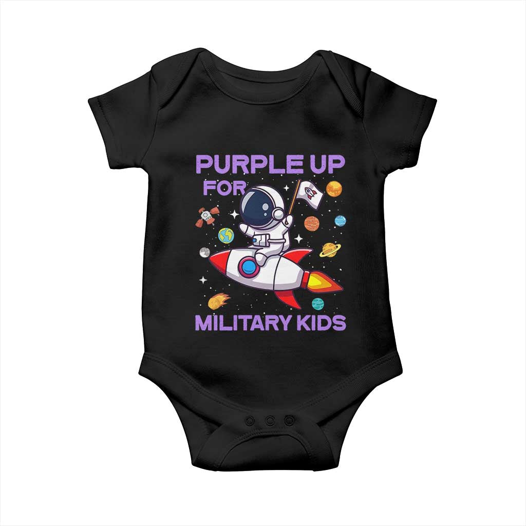 Purple Up For Military Kids Baby Onesie Military Child Month Astronaut Funny