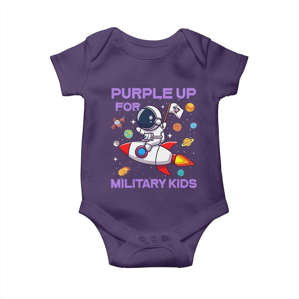 Purple Up For Military Kids Baby Onesie Military Child Month Astronaut Funny