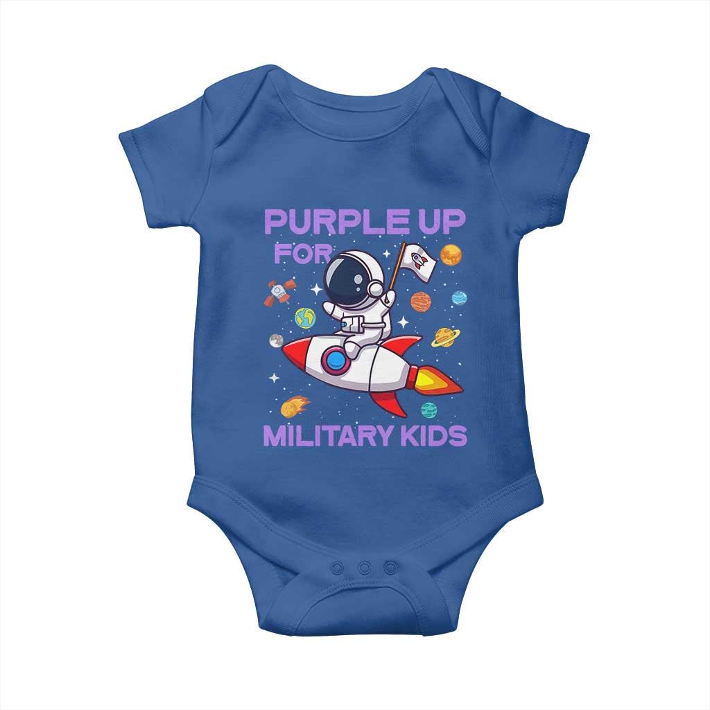 Purple Up For Military Kids Baby Onesie Military Child Month Astronaut Funny