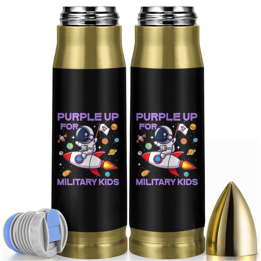 Purple Up For Military Kids Bullet Tumbler Military Child Month Astronaut Funny