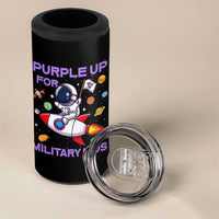 Purple Up For Military Kids 4 in 1 Can Cooler Tumbler Military Child Month Astronaut Funny