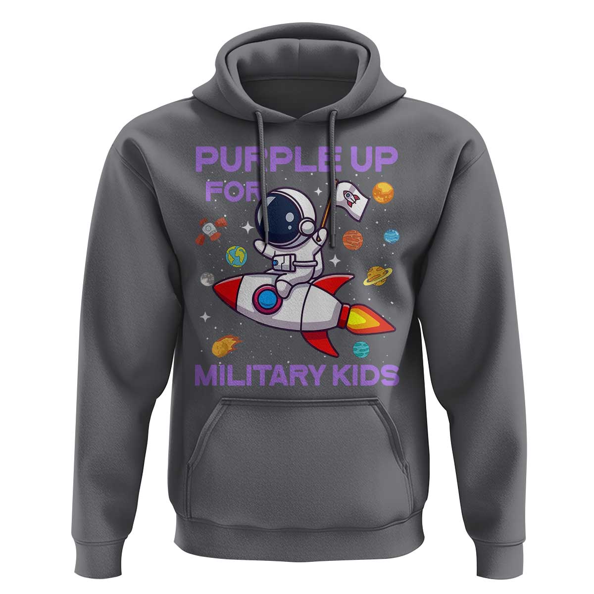 Purple Up For Military Kids Hoodie Military Child Month Astronaut Funny