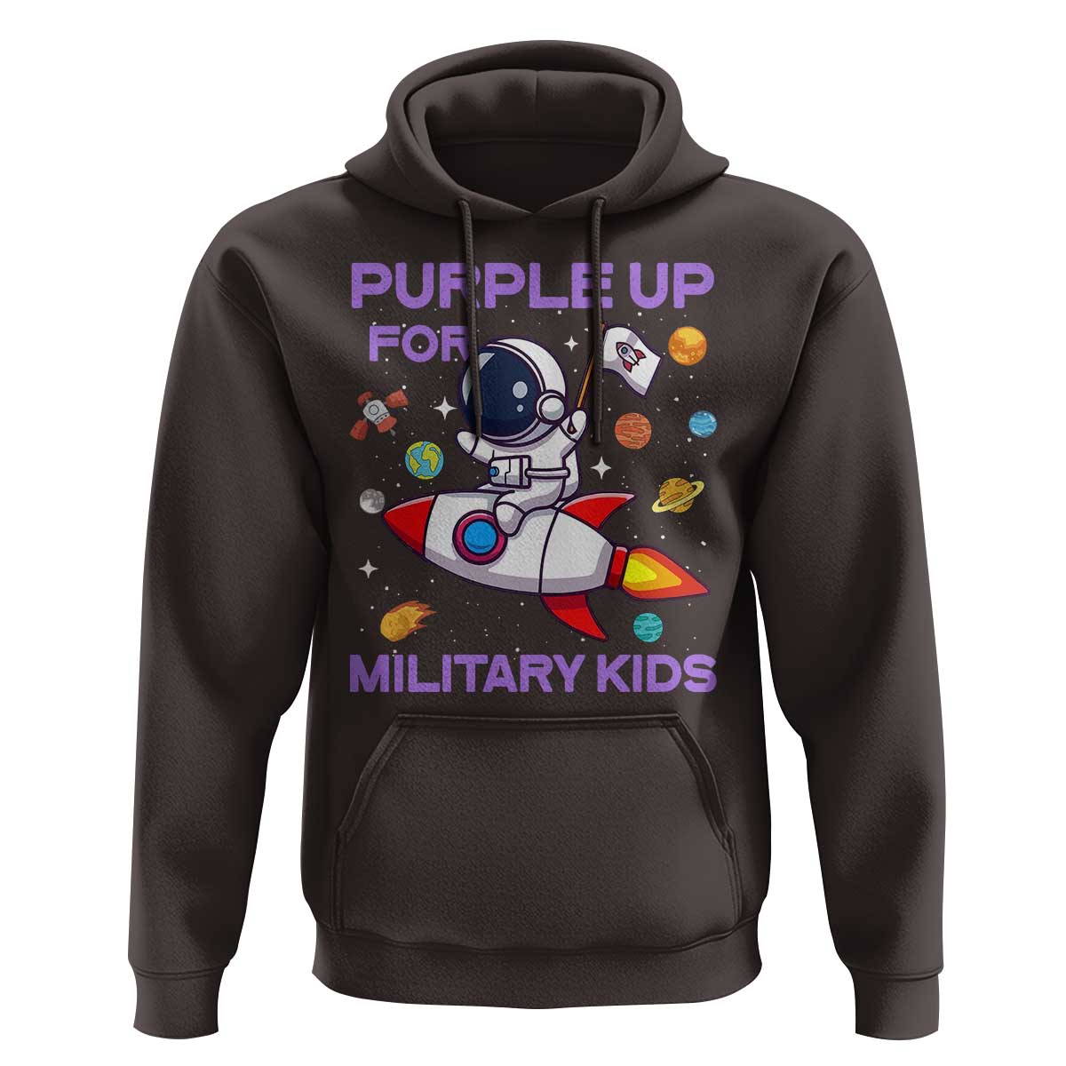 Purple Up For Military Kids Hoodie Military Child Month Astronaut Funny