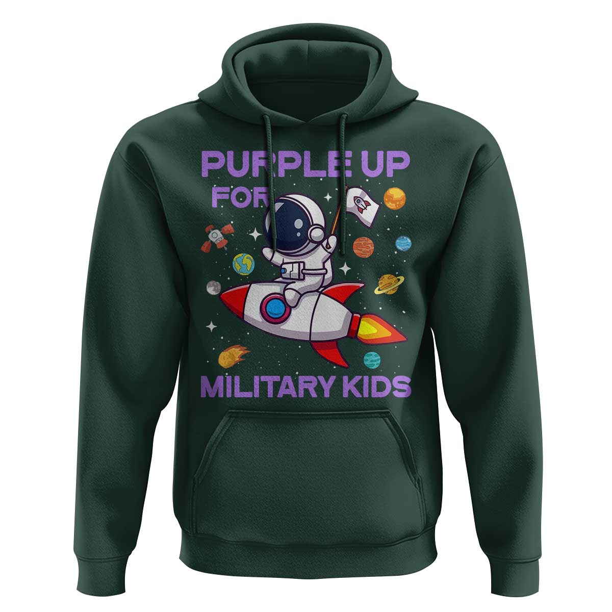 Purple Up For Military Kids Hoodie Military Child Month Astronaut Funny