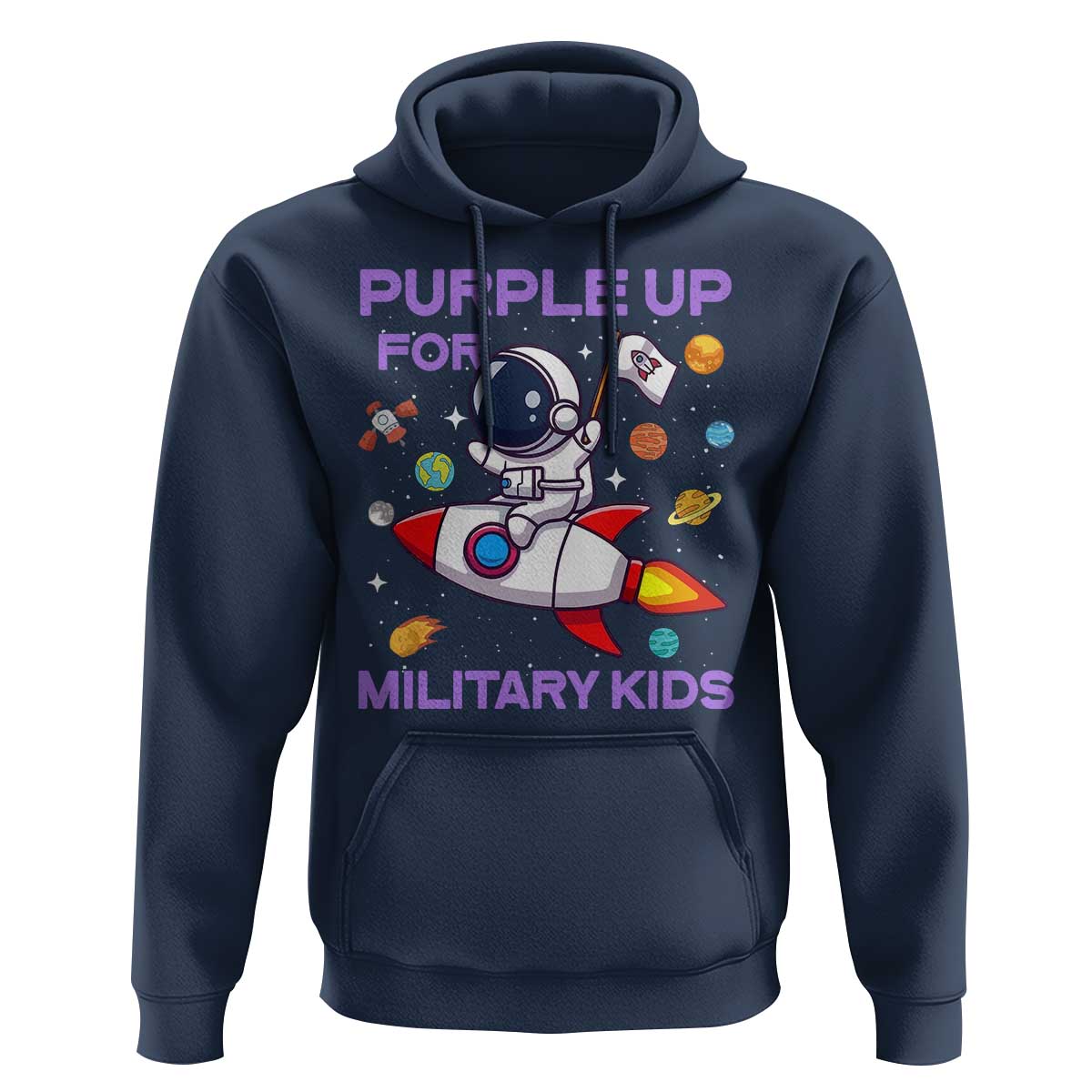 Purple Up For Military Kids Hoodie Military Child Month Astronaut Funny