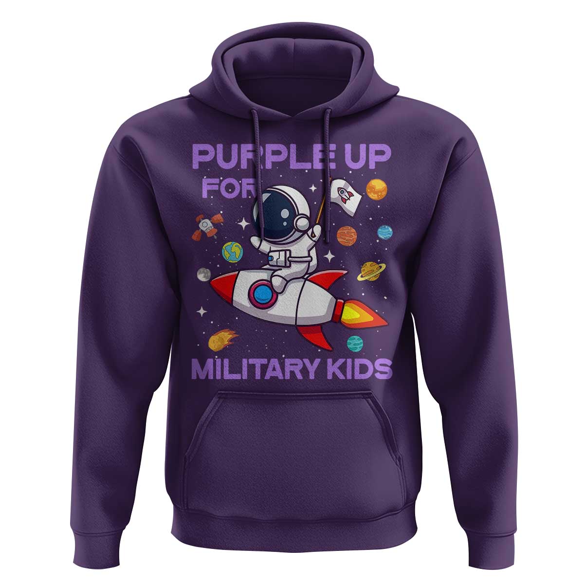 Purple Up For Military Kids Hoodie Military Child Month Astronaut Funny