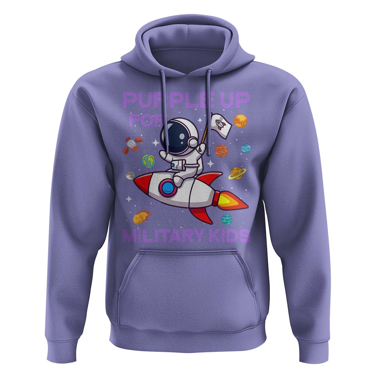 Purple Up For Military Kids Hoodie Military Child Month Astronaut Funny