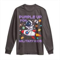 Purple Up For Military Kids Long Sleeve Shirt Military Child Month Astronaut Funny