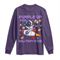 Purple Up For Military Kids Long Sleeve Shirt Military Child Month Astronaut Funny