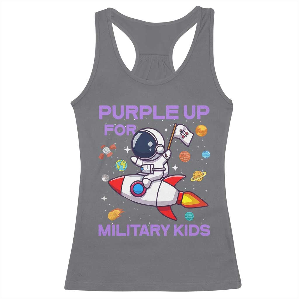 Purple Up For Military Kids Racerback Tank Top Military Child Month Astronaut Funny
