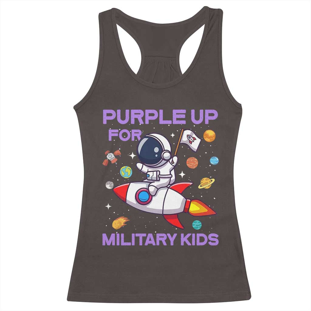 Purple Up For Military Kids Racerback Tank Top Military Child Month Astronaut Funny