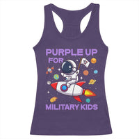 Purple Up For Military Kids Racerback Tank Top Military Child Month Astronaut Funny