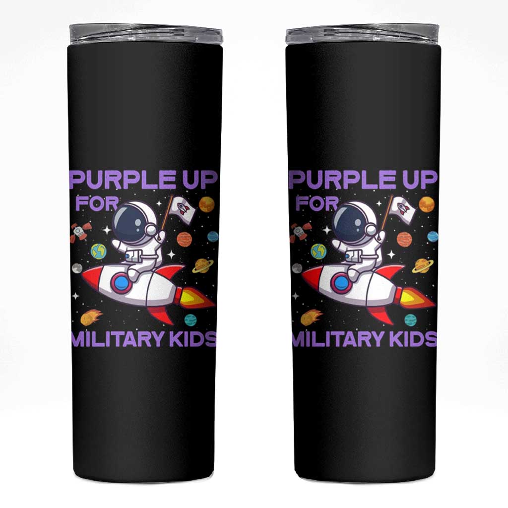 Purple Up For Military Kids Skinny Tumbler Military Child Month Astronaut Funny