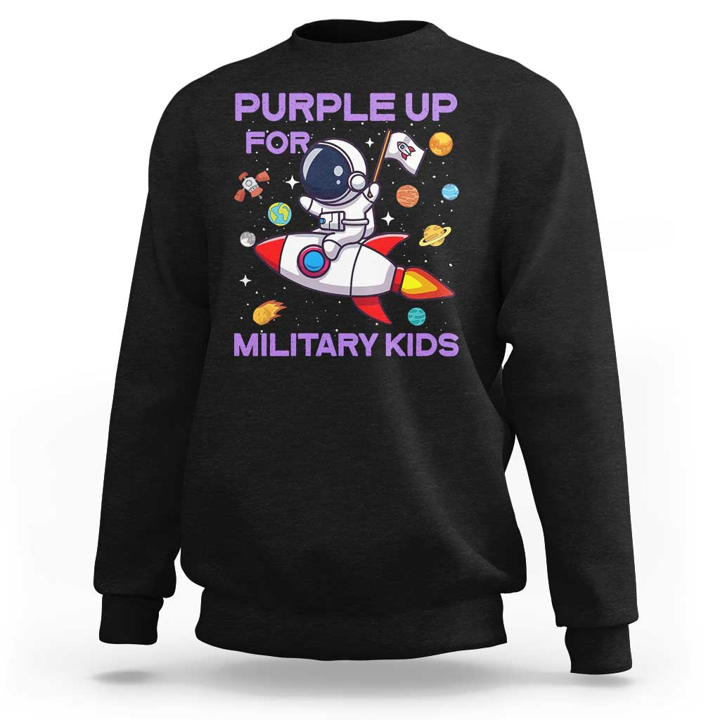 Purple Up For Military Kids Sweatshirt Military Child Month Astronaut Funny