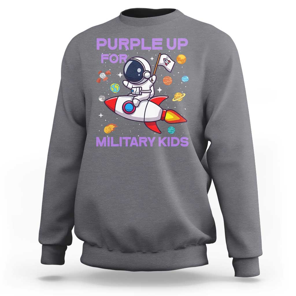 Purple Up For Military Kids Sweatshirt Military Child Month Astronaut Funny