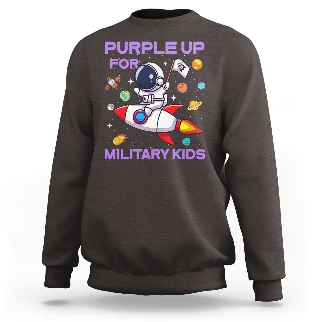 Purple Up For Military Kids Sweatshirt Military Child Month Astronaut Funny