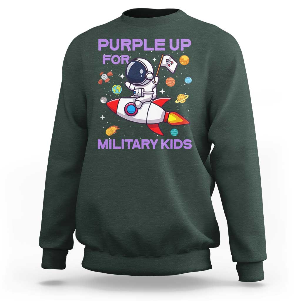 Purple Up For Military Kids Sweatshirt Military Child Month Astronaut Funny