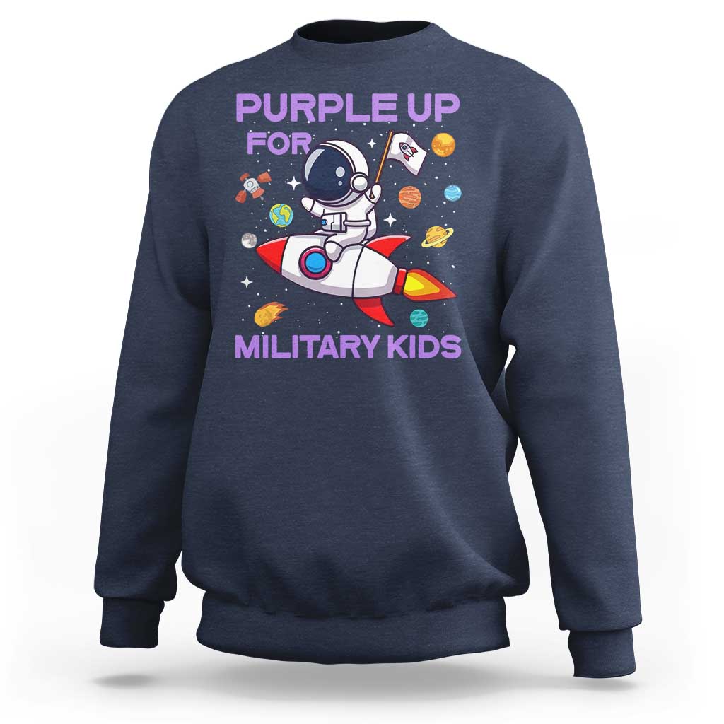 Purple Up For Military Kids Sweatshirt Military Child Month Astronaut Funny