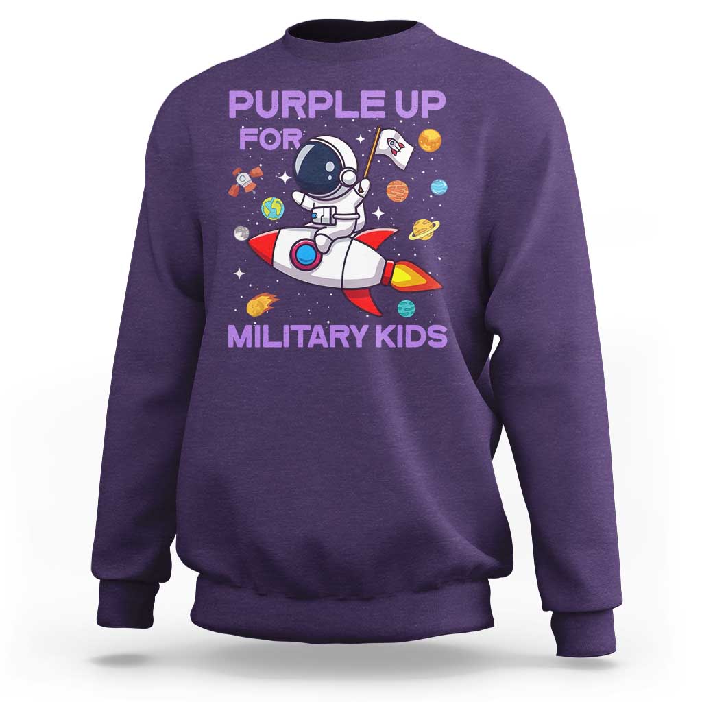Purple Up For Military Kids Sweatshirt Military Child Month Astronaut Funny