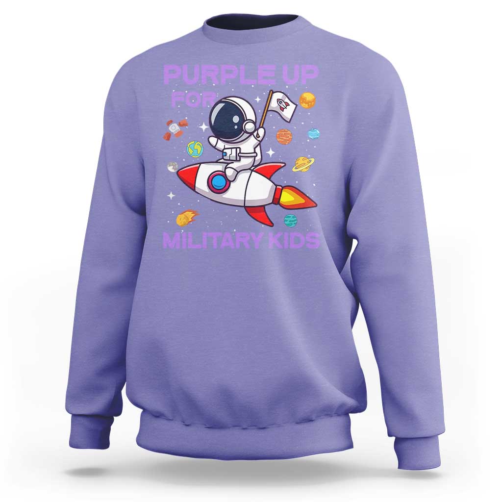Purple Up For Military Kids Sweatshirt Military Child Month Astronaut Funny