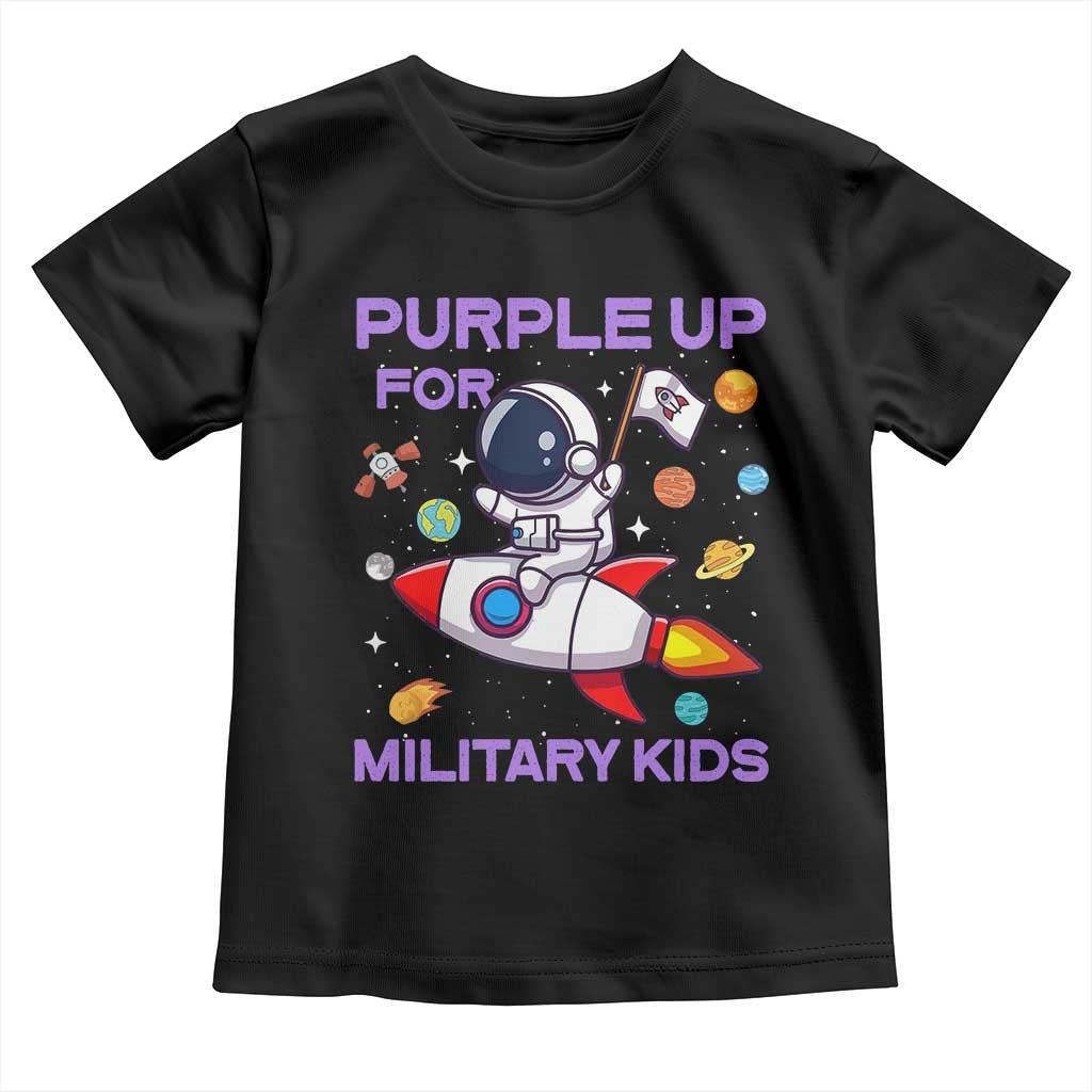 Purple Up For Military Kids Toddler T Shirt Military Child Month Astronaut Funny