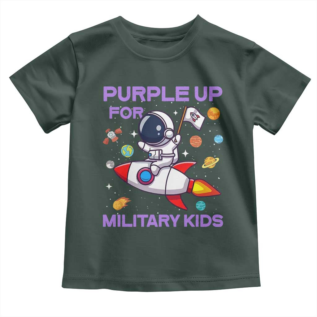 Purple Up For Military Kids Toddler T Shirt Military Child Month Astronaut Funny