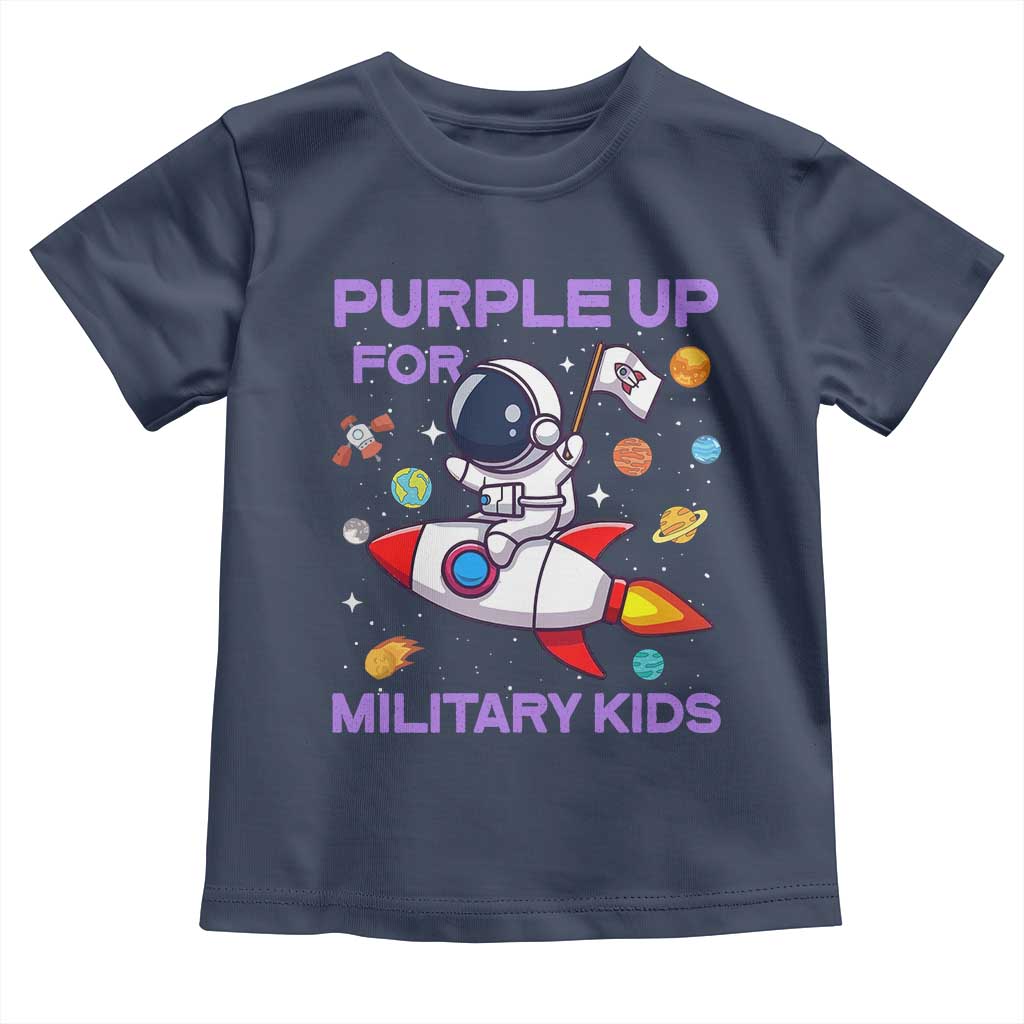 Purple Up For Military Kids Toddler T Shirt Military Child Month Astronaut Funny