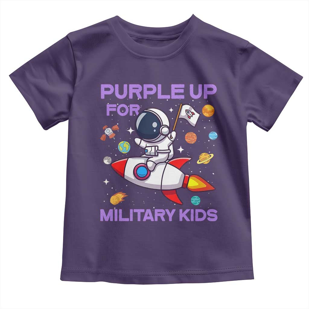 Purple Up For Military Kids Toddler T Shirt Military Child Month Astronaut Funny